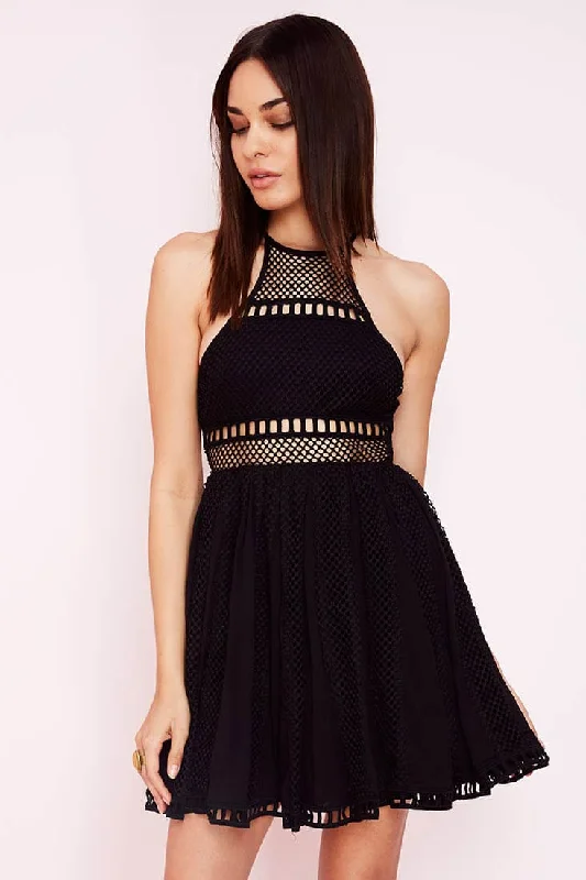 Harmoni Net Fit and Flare Dress Black