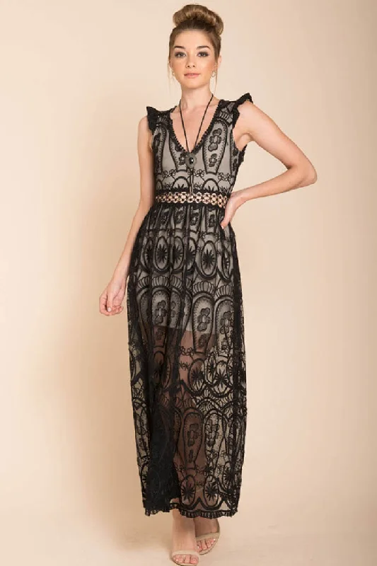 London Bohemian Glamour Maxi Dress Black