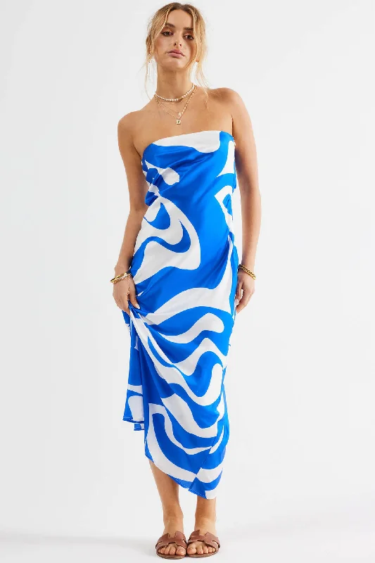 SNDYS Angel Midi Dress Swirl Blue