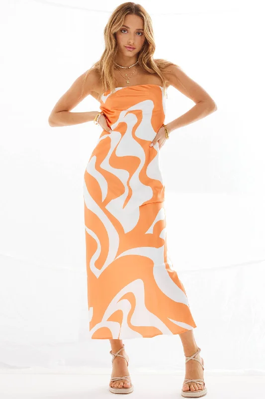 SNDYS Angel Midi Dress Swirl Orange