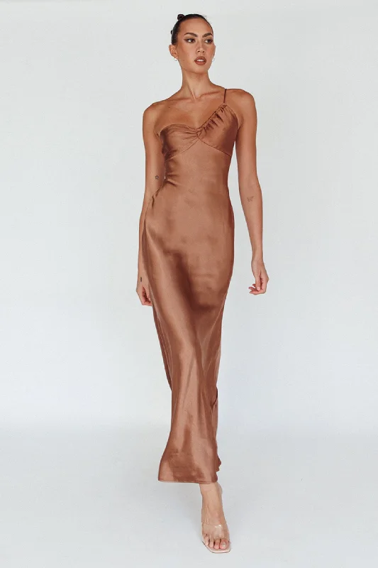 Twilight Tango One-Shoulder Maxi Dress Mocha