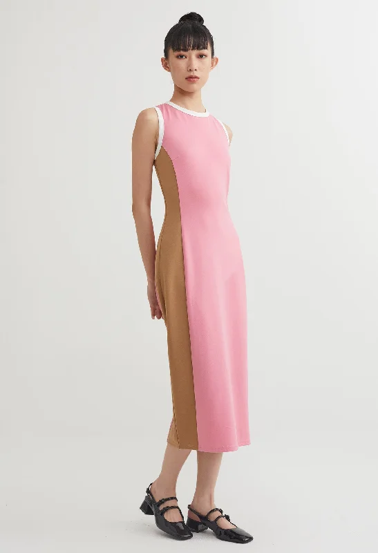 Dual Tone Slip Midi Dress