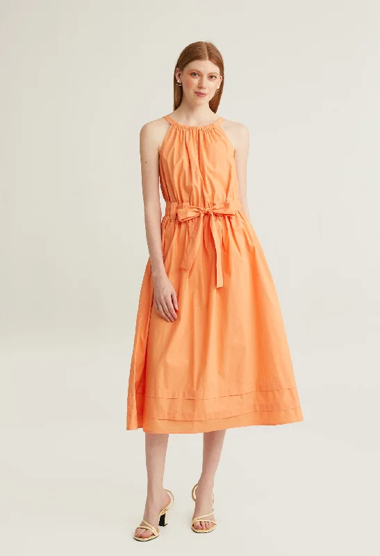 Halter Ruffled Accent Midi Dress