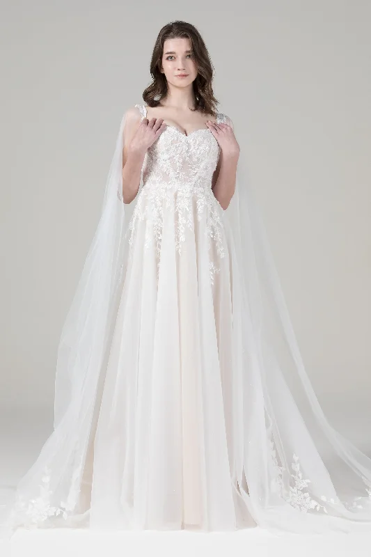 A-Line Court Train Tulle Lace Wedding Dress CW2584