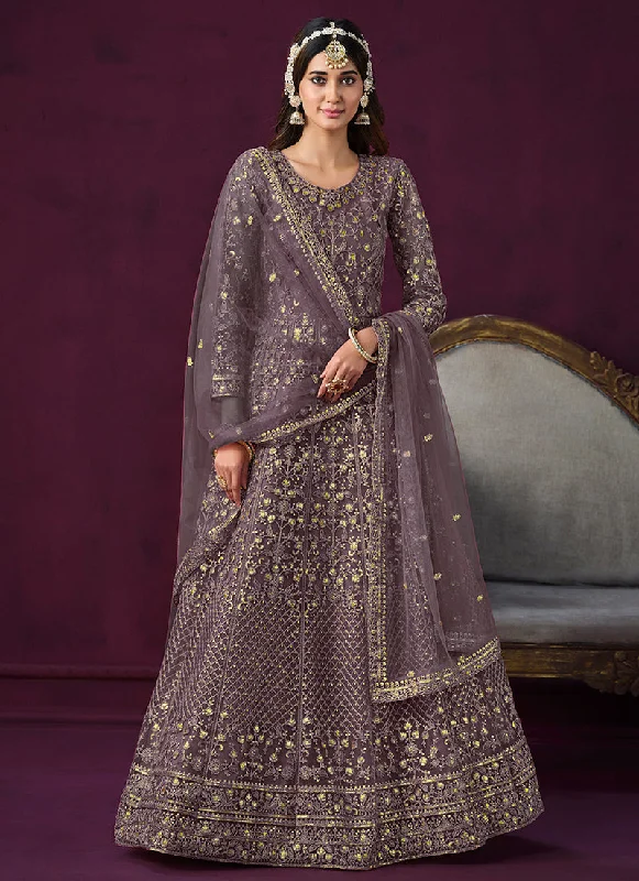 Lavender Sequence Embroidery Designer Anarkali Suit