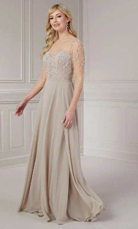 Christina Wu Elegance 17139 - Quarter Sleeve V-Back Evening Gown