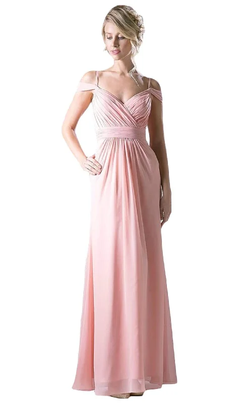 Cinderella Divine - Draping Off-Shoulder Surplice Chiffon Formal Gown