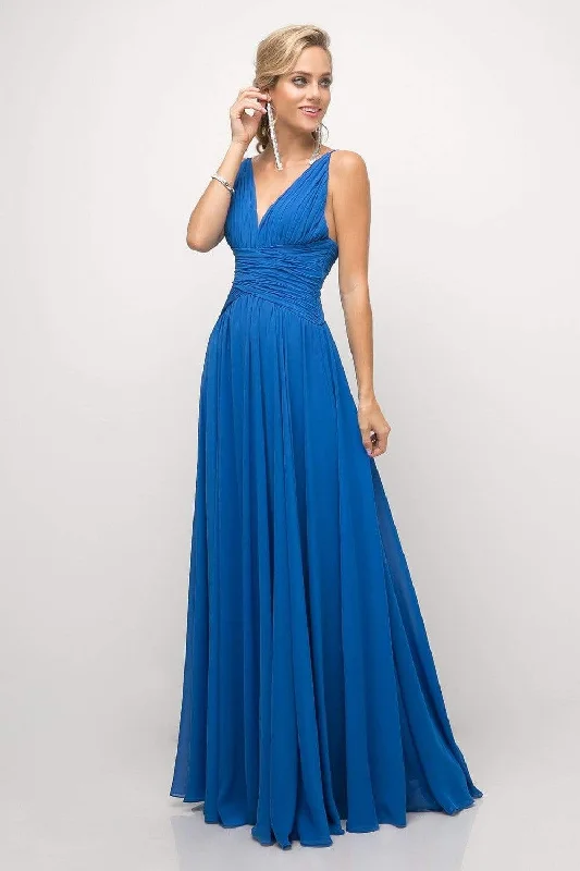 Cinderella Divine - UF295 Sleeveless Ruched Chiffon A-Line Dress