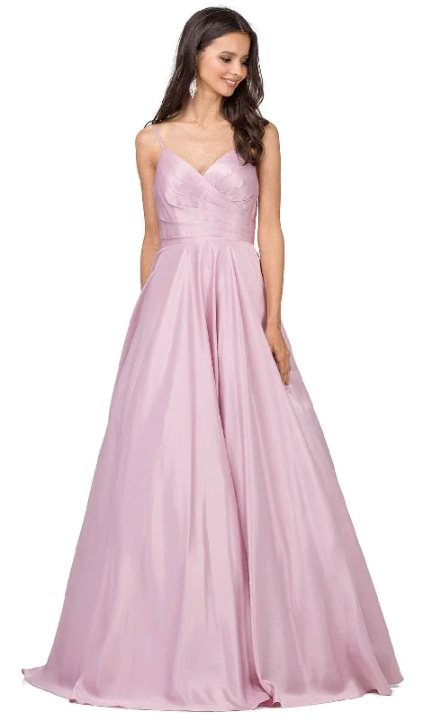 Dancing Queen 2339 - Surplice V-Neck Satin Prom Gown