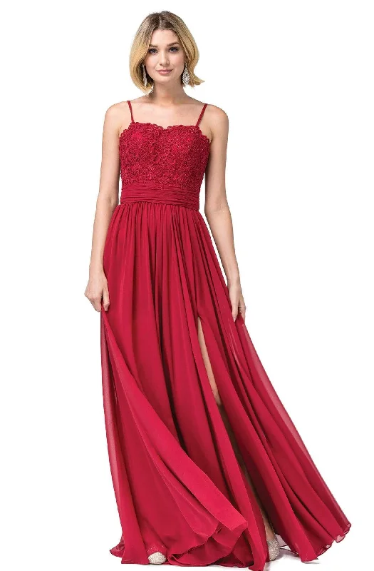 Dancing Queen - 2789 Beaded Lace Embroidery Square Neck A-Line Gown