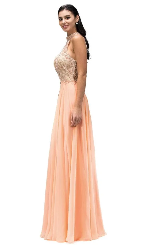 Dancing Queen 9293 - Illusion High Halter Prom Gown