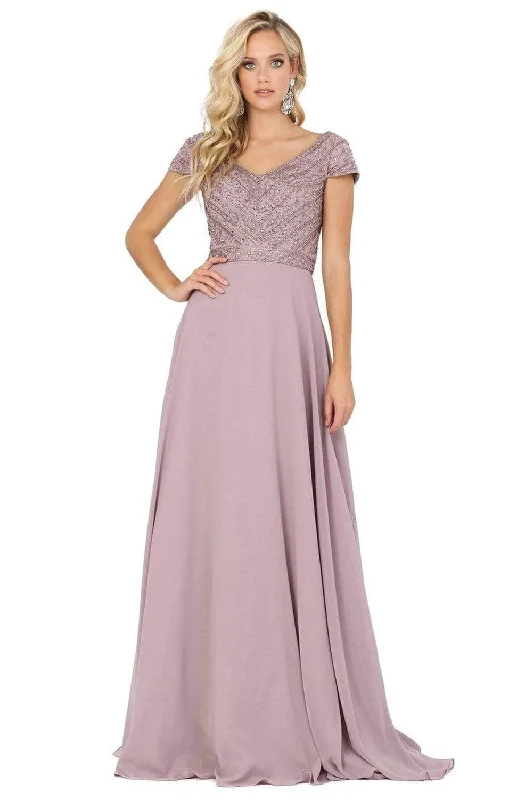 Dancing Queen - Beaded V-Neck Evening Gown 4015