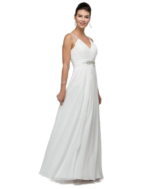 Dancing Queen Bridal 9539 - Illusion Back Ruched Long Dress