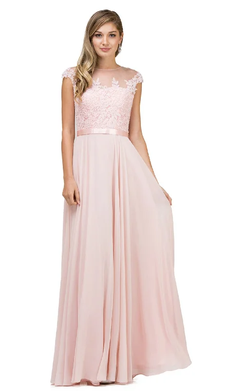 Dancing Queen - 2121 Sheer Floral A Line Evening Gown