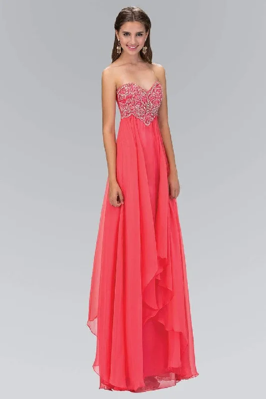 Elizabeth K - GL1061 Medallion Accented Sweetheart Chiffon Gown