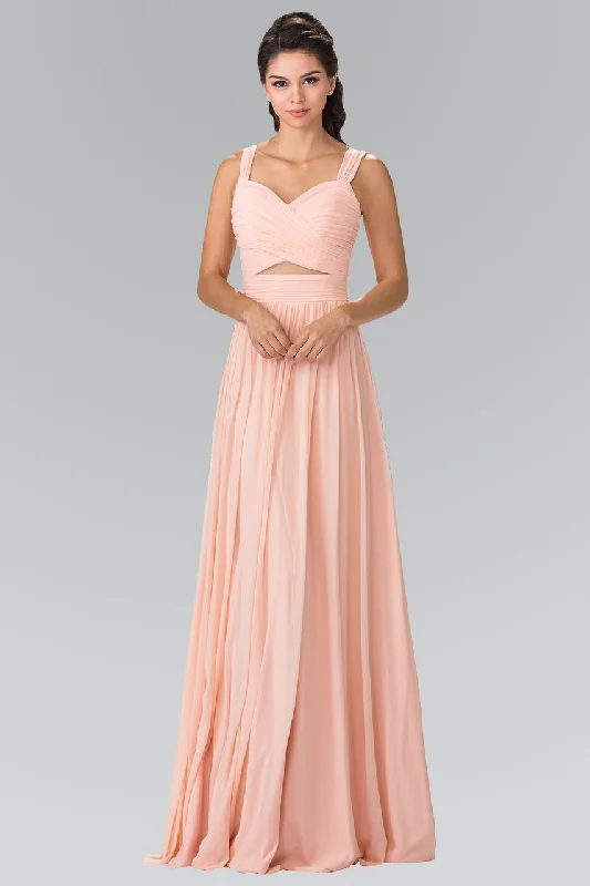 Elizabeth K - GL2366 Ruched Sweetheart Bodice Long Chiffon Gown