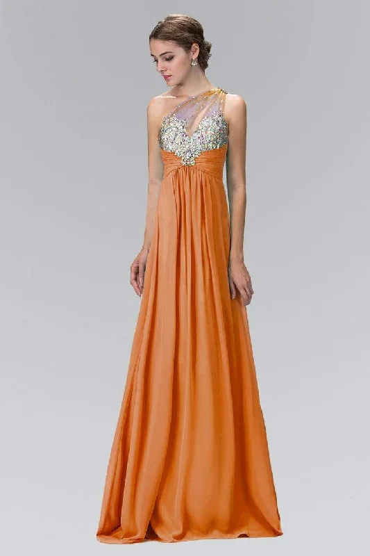 Elizabeth K - GL1138 Sheer Asymmetrical Ornate A-Line Gown