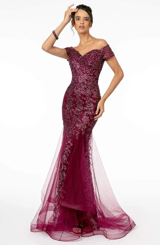 GLS by Gloria - GL1823 Glitter Mesh Cutout Back Mermaid Gown