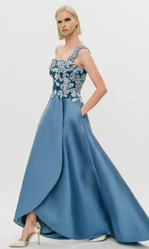 Hynes Park M574 - One Shoulder Embroidered Prom Gown