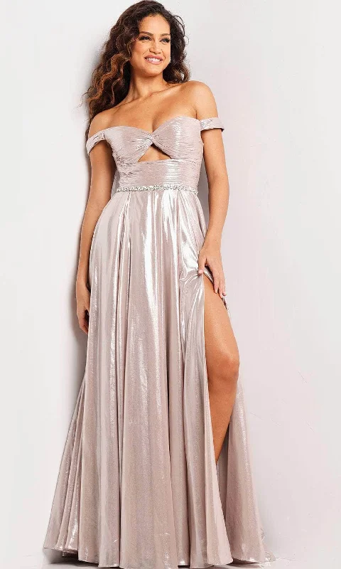 Jovani 37381 - Pleated Metallic Prom Gown