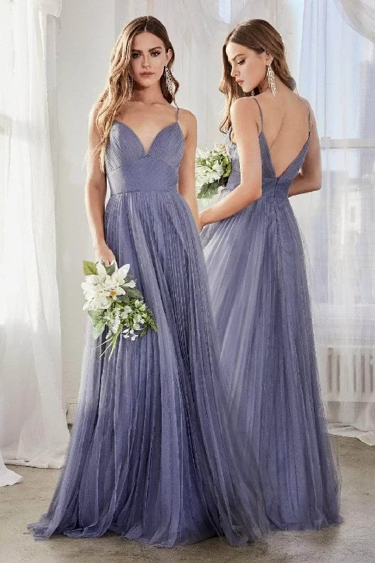 Ladivine CD184 - Pleated Tulle A-Line Gown