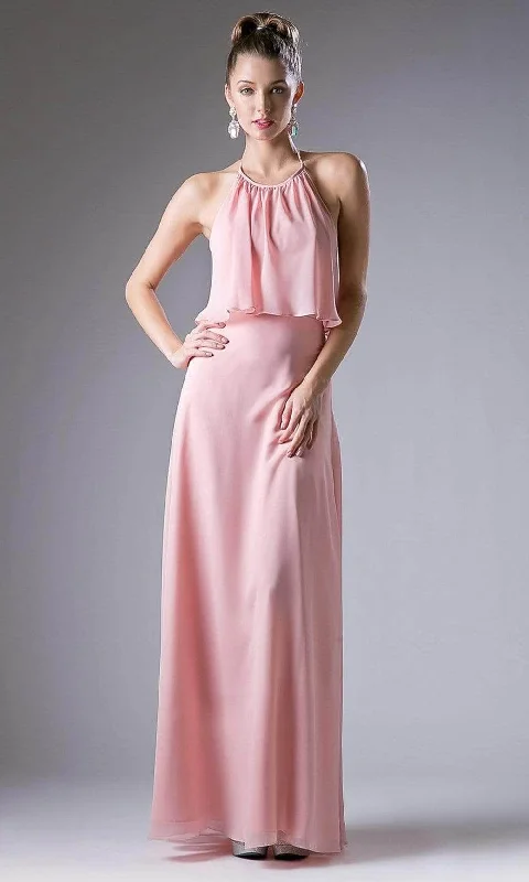 Ladivine CF130 - Flounce Halter Chiffon A Line Dress