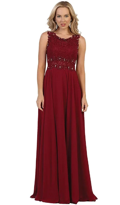 May Queen - MQ1539 Beaded Lace Scoop Prom Dress