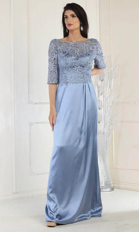 May Queen MQ1969 - Floral Lace Column Long Gown