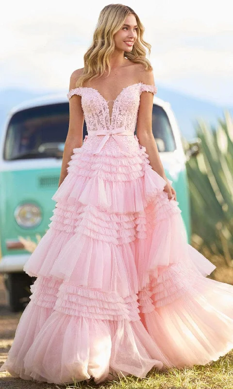 Sherri Hill 55309 - Off Shoulder Tiered Prom Dress