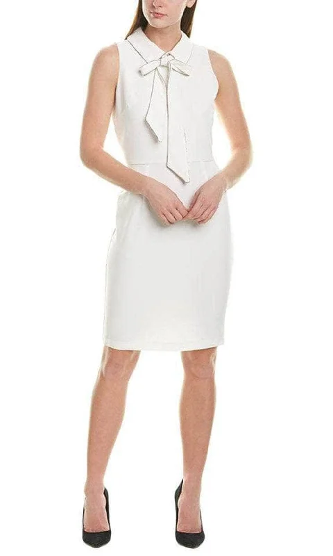 T Tahari THF9N006 - Collared Sleeveless Knee Length Dress